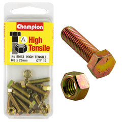 Champion - Hex Set Screws & Nuts - High Tensile - M5 x 20mm - Grade 8.8 | BM13