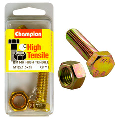 Champion - Hex Set Screws & Nuts - High Tensile - M12 x 35 1.5mm - Grade 8.8 | BM140
