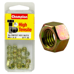 Champion - Hex Plain Nuts - High Tensile - M5 x 0.8mm - Class 8 | BM157