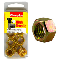 Champion - Hex Plain Nuts - High Tensile - M10 x 1.25mm - Class 8 | BM164