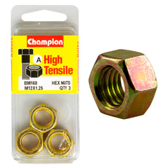 Champion - Hex Plain Nuts - High Tensile - M12 x 1.25mm - Class 8 | BM168