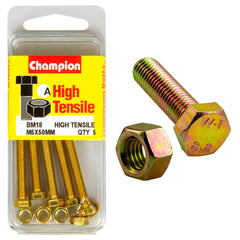 Champion - Hex Set Screws & Nuts - High Tensile - M5 x 50mm - Grade 8.8 | BM18