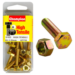 Champion - Hex Set Screws & Nuts - High Tensile - M6 x 25mm - Grade 8.8 | BM23