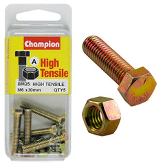 Champion - Hex Set Screws & Nuts - High Tensile - M6 x 30mm - Grade 8.8 | BM25