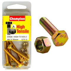 Champion - Hex Set Screws & Nuts - High Tensile - M6 x 35mm - Grade 8.8 | BM26
