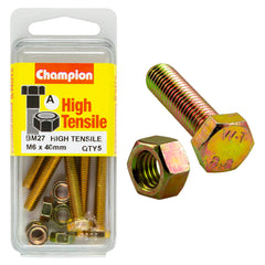 Champion - Hex Set Screws & Nuts - High Tensile - M6 x 40mm - Grade 8.8 | BM27