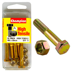 Champion - HEX BOLTS & NUTS - HIGH TENSILE - M6 x 50mm - GRADE 8.8 | BM29