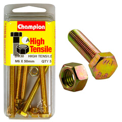 Champion - Hex Set Screws & Nuts - High Tensile - M6 x 50mm - Grade 8.8 | BM30