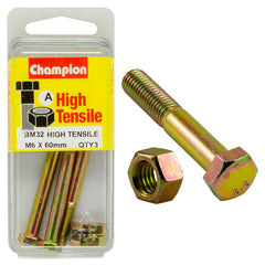 Champion - HEX BOLTS & NUTS - HIGH TENSILE - M6 x 60mm - GRADE 8.8 | BM32