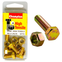 Champion - Hex Set Screws & Nuts - High Tensile - M8 x 16mm - Grade 8.8 | BM45
