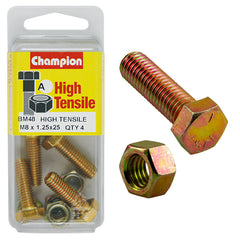 Champion - Hex Set Screws & Nuts - High Tensile - M8 x 25mm - Grade 8.8 | BM48