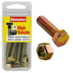 Champion - Hex Set Screws & Nuts - High Tensile - M8 x 40mm - Grade 8.8 | BM55
