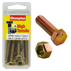 Champion - Hex Set Screws & Nuts - High Tensile - M8 x 50mm - Grade 8.8 | BM58