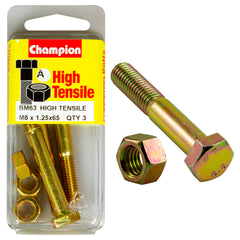 Champion - HEX BOLTS & NUTS - HIGH TENSILE - M8 x 65mm - GRADE 8.8 | BM63