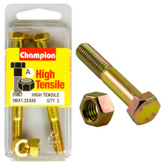 Champion - HEX BOLTS & NUTS - HIGH TENSILE - M8 x 80mm - GRADE 8.8 | BM67
