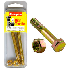 Champion - Hex Set Screws & Nuts - High Tensile - M8 x 100mm - Grade 8.8 | BM70