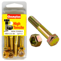 Champion - HEX BOLTS & NUTS - HIGH TENSILE - M8 x 50 x 1.00mm - GRADE 8.8 | BM77