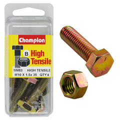 Champion - Hex Set Screws & Nuts - High Tensile - M10 x 35mm - Grade 8.8 | BM83