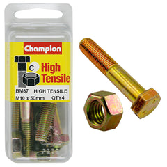 Champion - HEX BOLTS & NUTS - HIGH TENSILE - M10 x 50mm - GRADE 8.8 | BM87