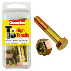 Champion - HEX BOLTS & NUTS - HIGH TENSILE - M10 x 65mm - GRADE 8.8 | BM91
