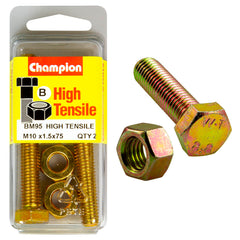 Champion - Hex Set Screws & Nuts - High Tensile - M10 x 75mm - Grade 8.8 | BM95