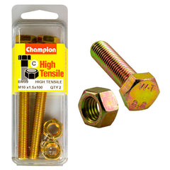 Champion - Hex Set Screws & Nuts - High Tensile - M10 x 100mm - Grade 8.8 | BM99
