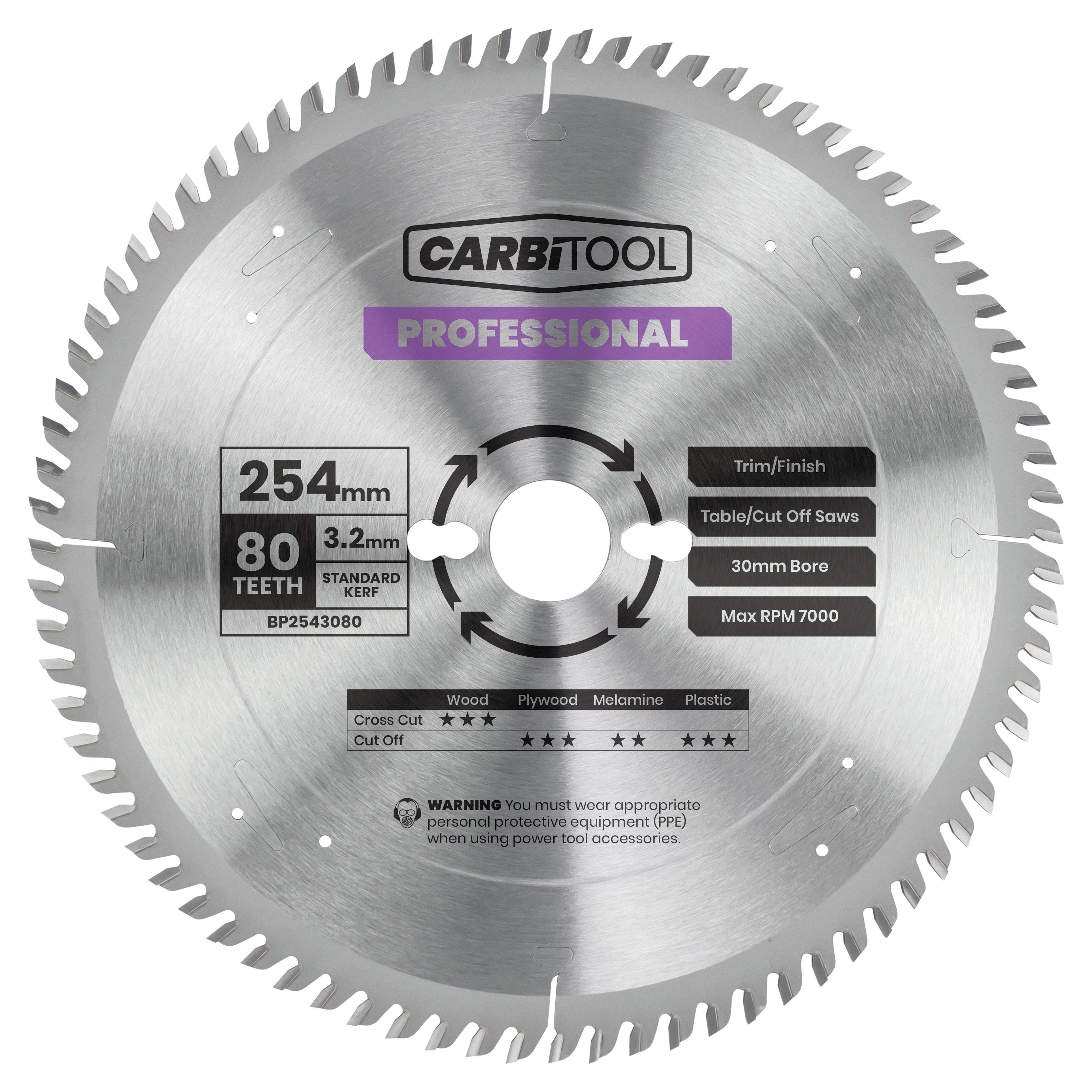 Carbitool - Blade Circular Saw 80T Arbor 30mm Professional Series 254mm | BP2543080