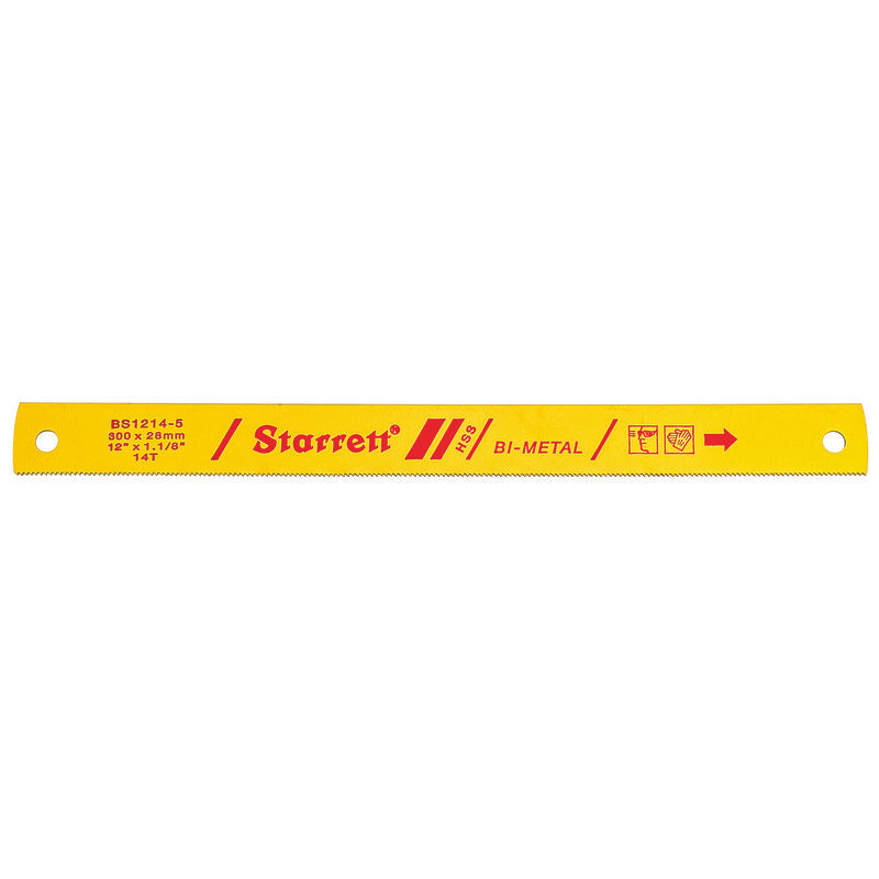 Starrett - Power Hacksaw Blades Bi-Metal 300mm X 28mm X 1.25mm X 14TPI (SINGLES) | BS1214-5