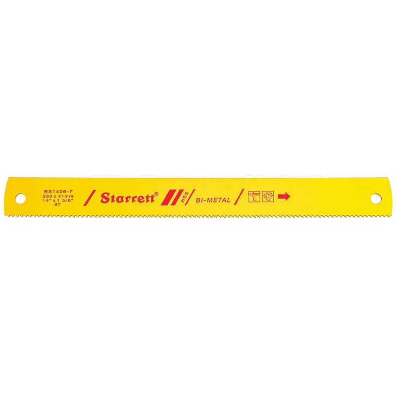 Starrett - Power Hacksaw Blades Bi-Metal 350mm X 41mm X 2mm X 6TPI  (SINGLES) | BS1406-7