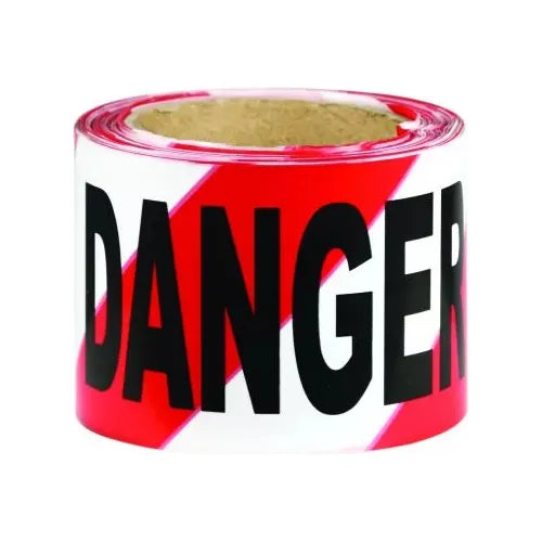 Uniform Safety Signs - 75mm x 50mtr - Barrier Tape - Red/White - Danger | BT1RW-D
