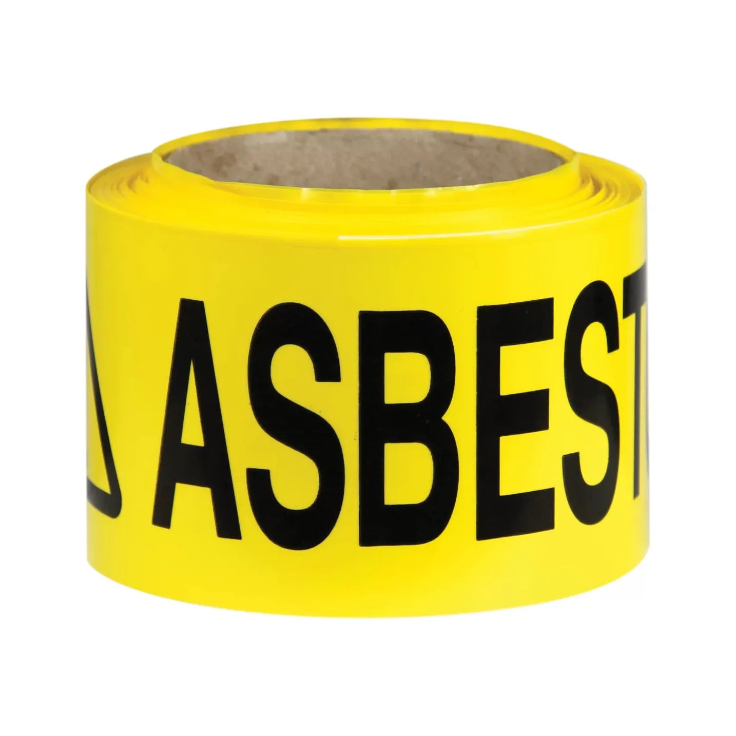 Uniform Safety Signs - 75mm x 50mtr - Barrier Tape - Black/Yellow - Caution Asbestos | BT1Y3