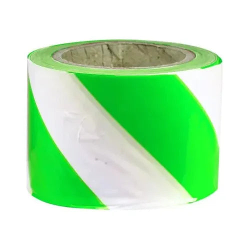 Uniform Safety Signs - 75mm x 100mtr - Barrier Tape - Green and White | BT3GW