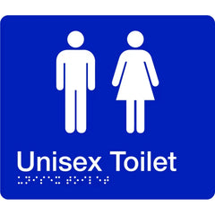 Uniform Safety Signs - 180x210mm - Braille - Blue PVC - Unisex Toilet | BTS004