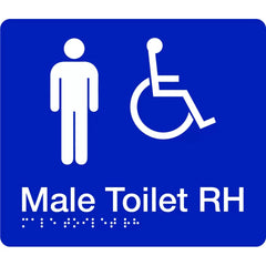 Uniform Safety Signs - 180x210mm - Braille - Silver PVC - Male Accessible Toilet (Right Hand) | BTS006B-RH