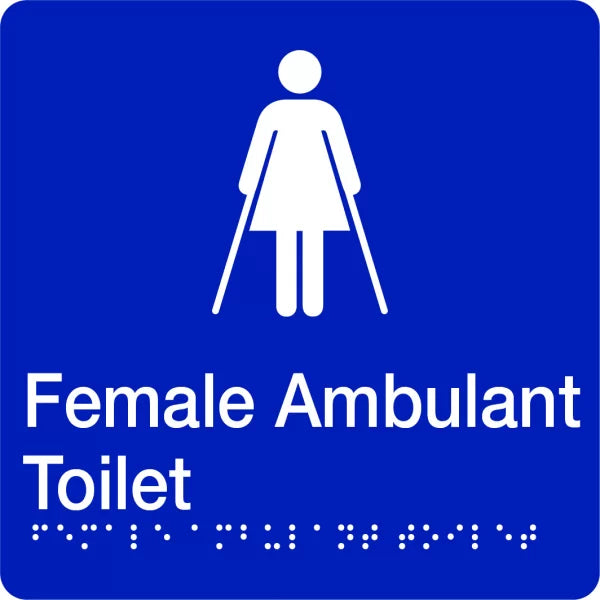 Uniform Safety Signs - 180x180mm - Braille - Blue PVC - Female Ambulant Toilet | BTS013