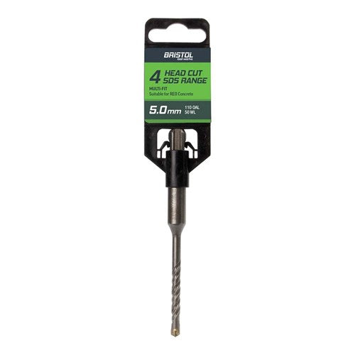 BRISTOL 5.0 x 110mm Bristol SDS Plus 4 Cutter Masonry Drill 5.0x110mm