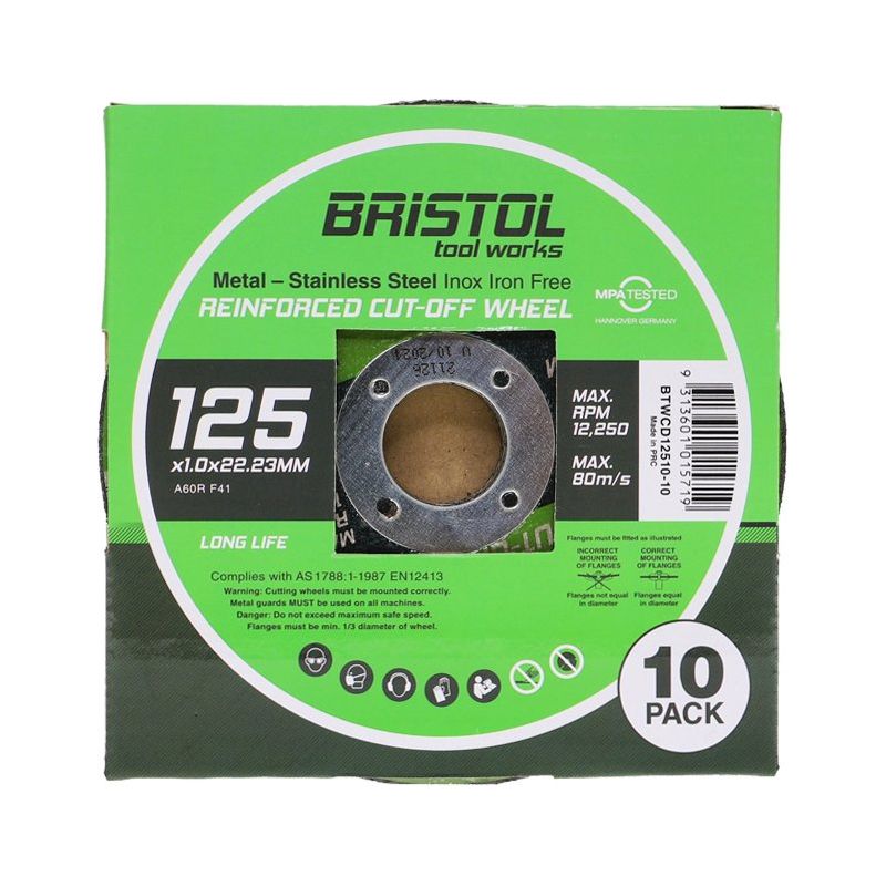 BRISTOL Bristol Cutting Disc 125 x 1.0mm | 10 Pack Bristol