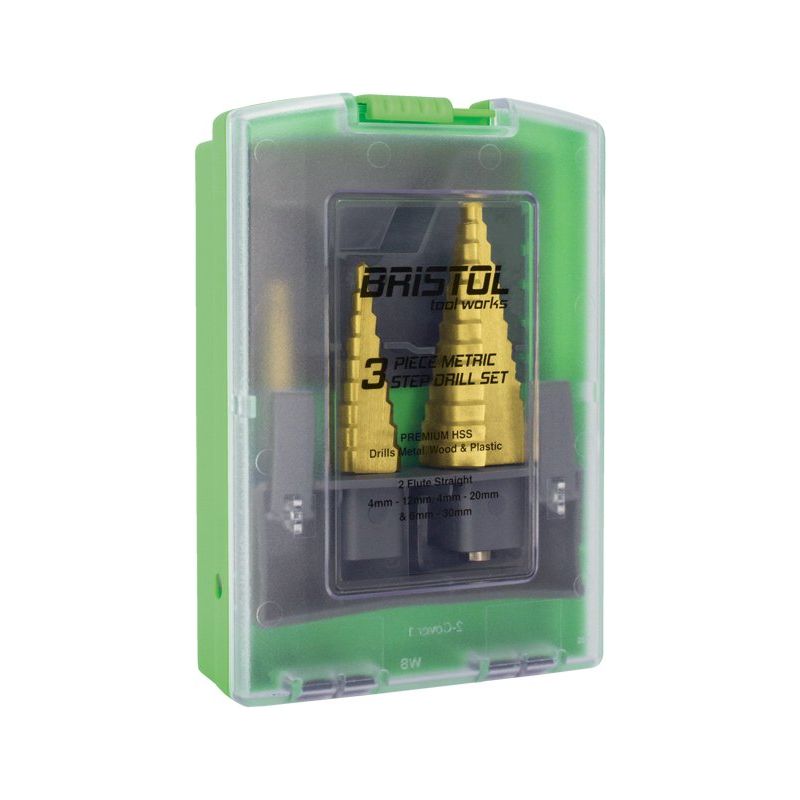 BRISTOL Bristol | Step Drill Set 3 Piece Straight Flute | 4-12, 4-20, 6-30mm BristolStep