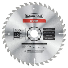 Carbitool - Blade Circular Saw 40T Arbor 20mm Ultra Thin Kerf 165mm | BU1652040