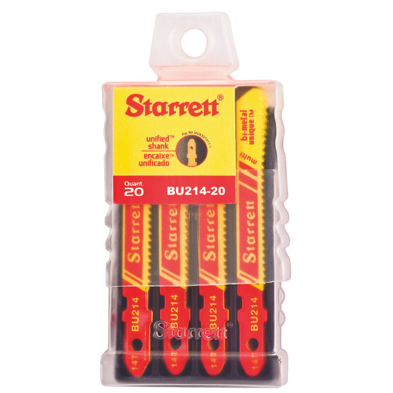 Starrett - Jig Saw Blades - Unified Shank 50mm x 7.5mm x 1mm x 14TPI Regular Tooth (20 | BU214-20