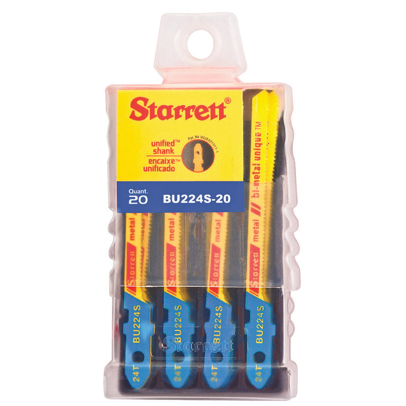 Starrett - Jig Saw Blades - Unified Shank 50mm x 4.5mm x 1mm x 24TPI Scroll Tooth (20  | BU224S-20