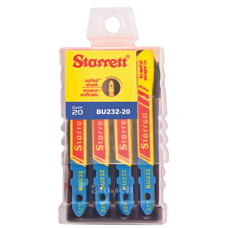 Starrett - Jig Saw Blades - Unified Shank 50mm x 7.5mm x 1mm x 32TPI Regular Tooth (20 | BU232-20