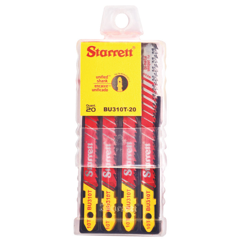 Starrett - Jig Saw Blades - Unified Shank 75mm x 7.5mm x 1.3mm x 10TPI GroundTooth (20 | BU310T-20