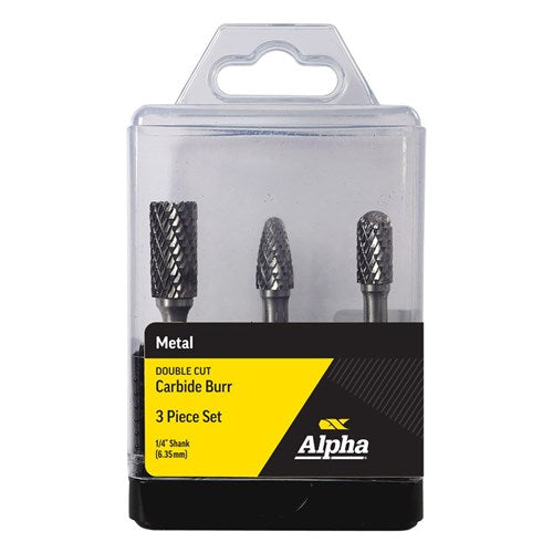 ALPHA 3 Piece Carbide Burr Set | SB-5DC, SC-3DC & SF-3DC 3