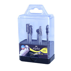 ALPHA 5 Pce Carbide Burr Set 1/4 with 1/4 Shank 5pce