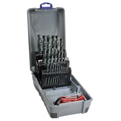 Bordo - 25 Piece Black HSS Jobber Set Bonus Stubbie Folding Knife | 2003-M3-C18