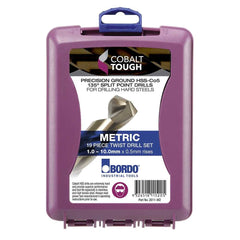 Bordo - 1-10mm 19 Pce HSS Cobalt Drill Set ABS Case | 2011-M2