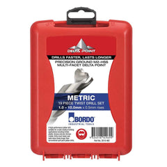 Bordo - 19 Pce - 1-10mm Delta Point Bright Finish HSS Drill Set | 2015-M2