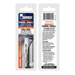 Bordo - No.20 Bright Single Ended HSS Hex Shank Panel Drill | 2208-20