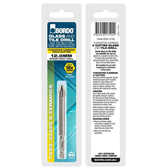 Bordo - 12.00mm 4 Cut Glass and Tile Drill Bits Hex Shank  | 2552-12.00
